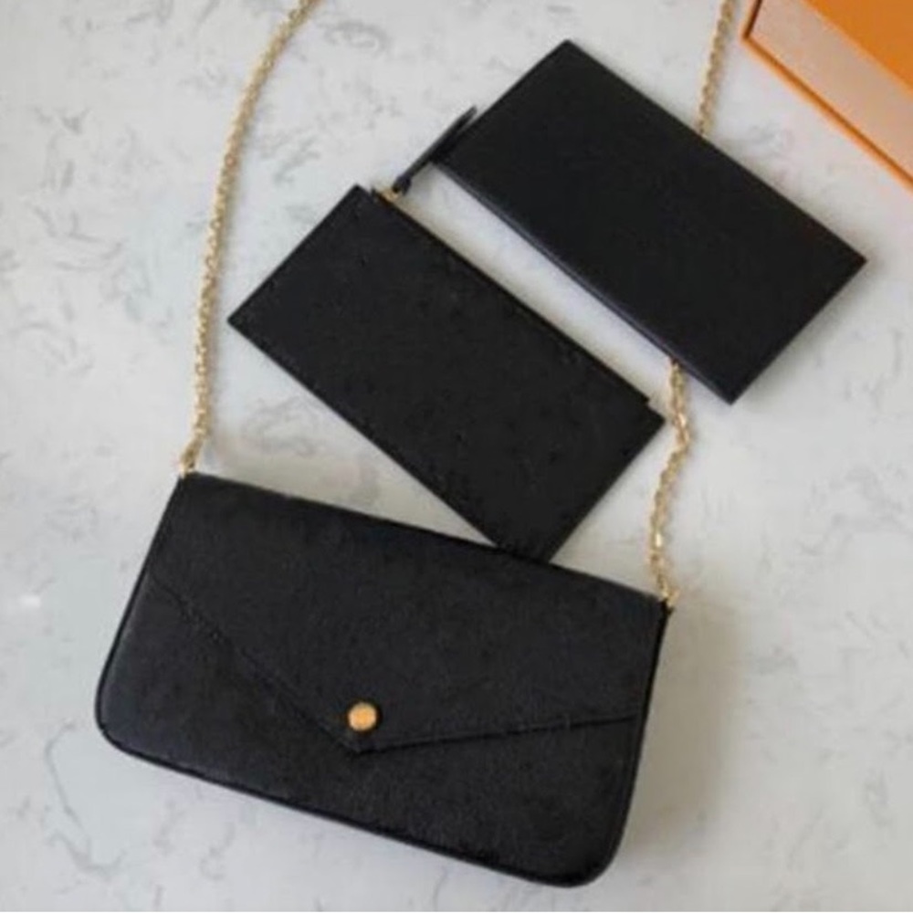 Black crossbody bag 3 piece pochette